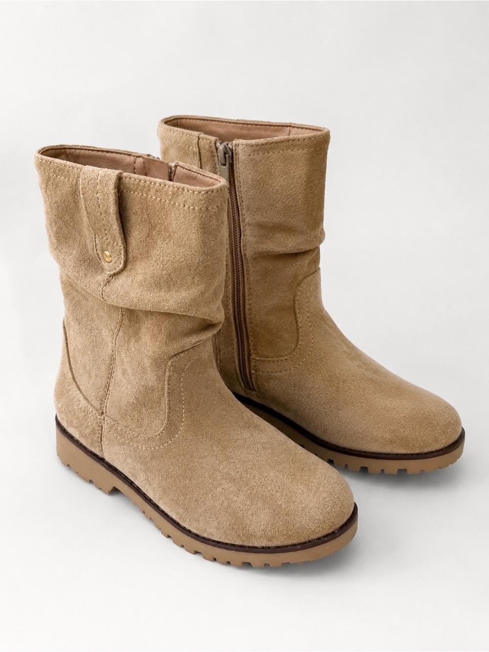 White Mountain Kids Tan Suede Mid-Calf Boots